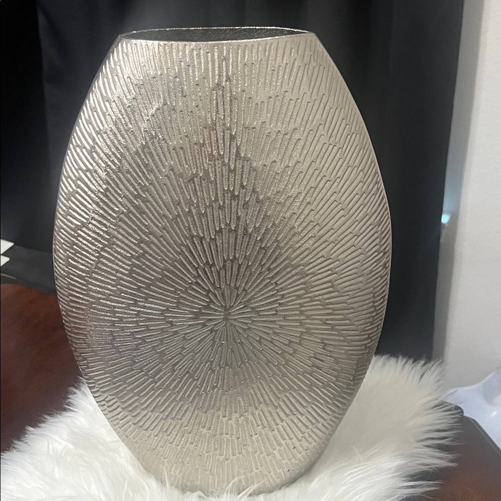 Textured Silver Vase